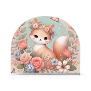 Imagem de Porta-guardanapos rosa raposa floral para mesa, 1 suporte de guardanapo para banheiro, suporte de acrílico