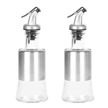 Imagem de Kit 2 Galheteiro Porta Azeite De 200Ml Vidro E Aço Inox