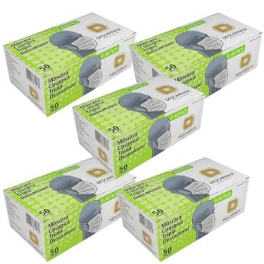 Imagem de Kit Com 250 Máscaras Tripla Descartável Descarpack | Com Elástico | Branca | 5 Caixinhas | Super Oferta