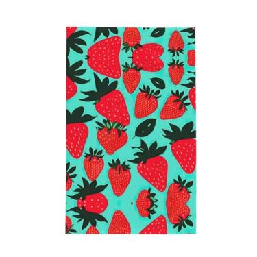Imagem de XLLingL 1 toalha de cozinha com estampa fofa de morango, panos de prato de microfibra, para decoração e limpeza de cozinha - 1 peça