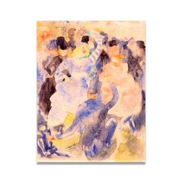 Imagem de LKXGRRSFG Arte de parede em tela During The MatchCharles Demuth - reprodução de pintura a óleo abstração geométrica, design de interiores colorido ousado 27 x 91 cm sem moldura