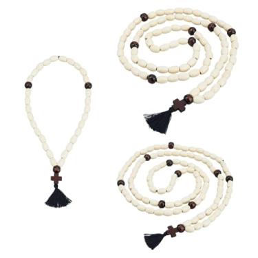 Imagem de DICOSMETIC Cordas cristãs ortodoxas de madeira Chotki 30/80/100 nós, corda grega ortodoxa com cruz e borla, presente religioso para homens e mulheres, 39-129 cm de comprimento, Madeira, Sem Pedra