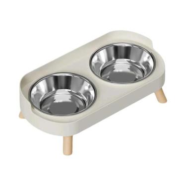 Imagem de Comedouro Duplo Colorido De Aço Inoxidável Para Pets Com Suporte Para 