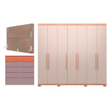 Imagem de Guarda Roupa Casal Diplomata 7 Portas de Bater 6 Gavetas MDP Avelã-capuccino Bartira Móveis