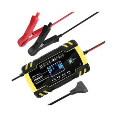 Imagem de Carregador De Bateria Automotivo FOXSUR 12V 8A 24V 4A Com Tela LCD Tou