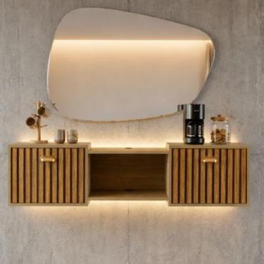 Imagem de Aparador Café Sala Multifuncional 2 Portas Bancada Aérea Decoração Sal