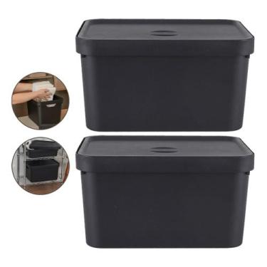 Imagem de Kit 2 Caixa Grande 32l Ou Cube Organizadora Empilhável Preto