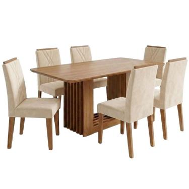 Imagem de Mesa de Jantar Ariela MDF Com 6 Cadeiras Estofadas Suede MOLCI