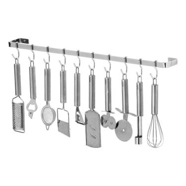 Imagem de Porta Utensílios E Talheres De Parede 60cm 10 Ganchos