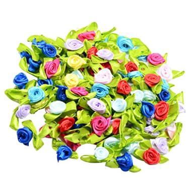 Imagem de Almencla 100 fitas de cetim pequenas enroladas rosas apliques de costura DIY