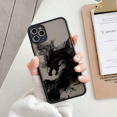 Imagem de Capa de telefone de pintura de pincel de tinta padrão dragão para iphone x xr xs max 7 8 plus se 2020 12 13 mini 11 pro max capa traseira dura, dragão de tinta preto 1, para iphone11 pro max