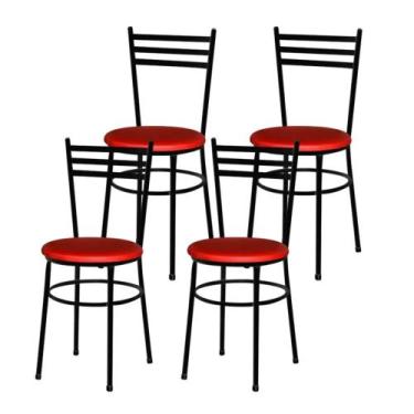 Imagem de Jogo 4 Cadeiras Para Cozinha Epoxi Preta - Lamar Design