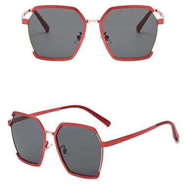 Imagem de Óculos de sol de armação grande polígono de duas cores, moda feminina, óculos de sol anti-ultravioleta, sombra, óculos de sol de tiro de rua, 3, branco
