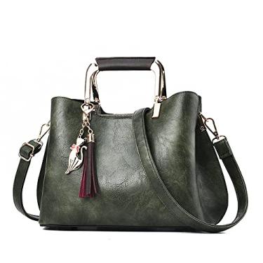 Imagem de Bolsa feminina de couro vegano bolsa de mão alça superior bolsas transversais clássicas retrô bolsa de ombro para mulheres, Verde