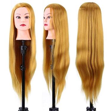 Imagem de Cabeça de manequim de cabelo, cabelo humano, cabeleireiro, fibra, treinamento, cosmetologia, cabeça de boneca, loiro