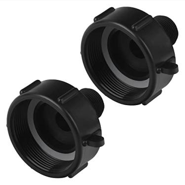 Imagem de [Pacote com 2] 275-330 galões IBC acessórios de tanque - acessórios de plástico durável IBC tote - para válvula de tote IBC de rosca fina NPT de 5 cm - adaptador IBC macho para mangueira de jardim - adaptador IBC