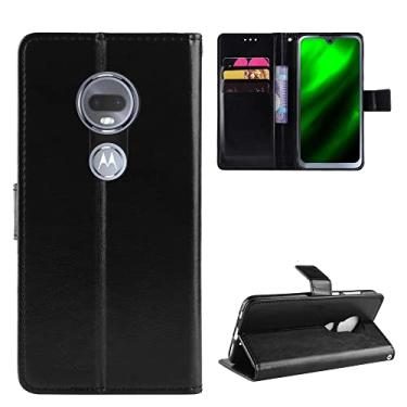 Imagem de Capa flip para celular Moto G7/G7 Plus, capa carteira de telefone celular, suporte de couro PU capa de slot para cartão design fino à prova de choque capa protetora para telefone (cor: preto)