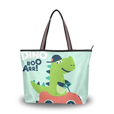 Imagem de Bolsa feminina com alça superior de dinossauro fofo com bolsa de ombro para carro, Multicolorido., Large