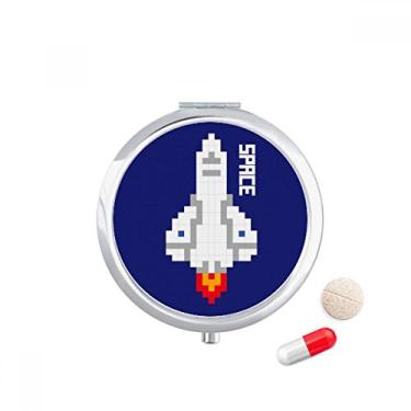 Imagem de Caixa de comprimidos Rocket Take Off Universe Pixel, caixa de armazenamento de medicamentos, dispensador de recipiente