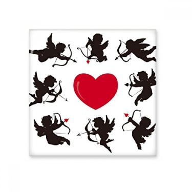 Imagem de Azulejo de cerâmica com padrão de cominação de coração vermelho Cupid Angel Glossy Decalque vitrificado tijolo adorno pedra