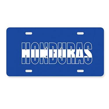 Imagem de DIYthinker Placa de licença com nome da bandeira de Honduras, etiqueta de aço inoxidável para automóvel