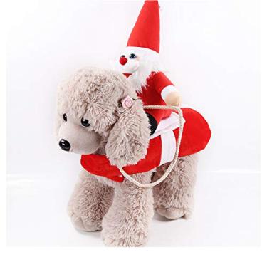 Imagem de Fantasia de Papai Noel para Cachorro Yu-Xiang Suprimentos para Animais de Estimação Cowboy Rider Horse Riding Designed Dog Apparel Party Dressing Clothing Halloween ChristmasYu-Xiang Medium