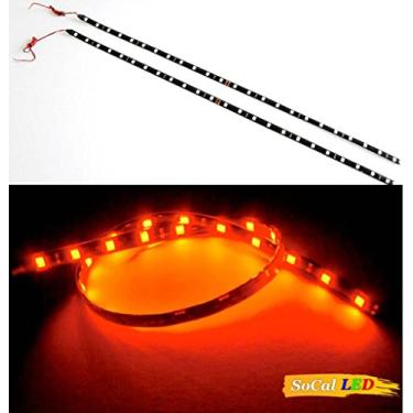 Imagem de SOCAL-LED 2x 60 cm 24" Vermelho Flexível Tiras de LED de alta potência brilhante 5050 24 SMD carro DRL sob luz de destaque do painel, à prova d'água, cortável