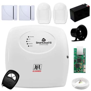 Imagem de Kit Central Alarme Jfl Smartcloud 18 Zonas + 4 Sensores De Alarme Com