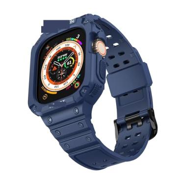 Imagem de SDUTIO para Apple Watch Ultra 49mm Pulseira Ice Armor Transparente TPU Integrada Fivela Dupla (Cor: Azul, Tamanho: 45mm)