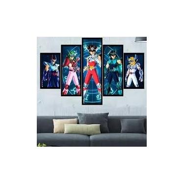 Imagem de Quadro Decorativo Mosaico 5 Peças Cavaleiros Do Zodiaco Mdf