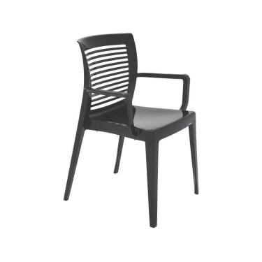 Imagem de Cadeira Tramontina Victória Preta Com Braços Encosto Vazado Horizontal Em Polipropileno Tramontina