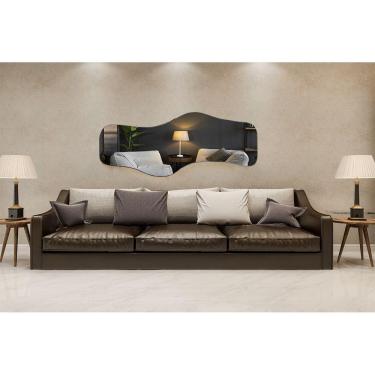Imagem de Espelho de chão Orgânico E21 Grande Corpo Inteiro 170x70  Moldura Couro Preto