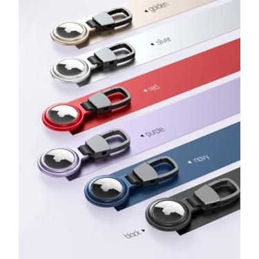 Imagem de Chaveiro para Apple Airtags, Case de metal para Airtags, chaveiro Airtag compatível com Bolsa, malas, chaves, animais e coleira Apple AirTag OFC (Amarelo)