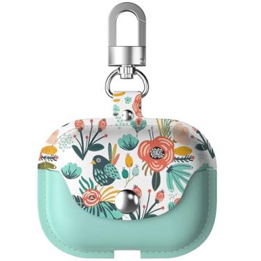 Imagem de wenew Capa de couro para Airpods Pro 2019 de couro para Airpod Pro para mulheres, capa de couro para Airpod Pro com fecho de pressão seguro, LED frontal visível, suporta carregamento sem fio