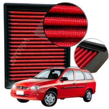 Imagem de Filtro de Ar Esportivo Compatível com Chevrolet Corsa 1.6 8v ano 1995 ano 2003 GM GL Wind MPFI Lavável reutilizável Potencia Economia