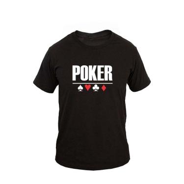 Imagem de Camiseta Masculina Casual Algodão Manga Curta Estampa Poker