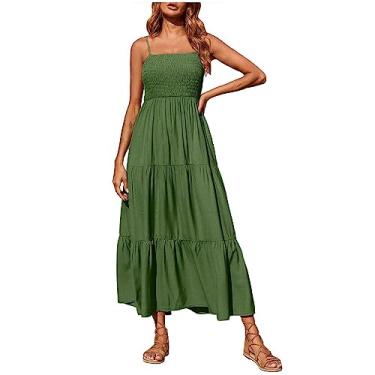 Imagem de Z-66 Vestido feminino verde limão sem mangas alças finas vestidos para mulheres gola redonda chiffon praia boêmio havaiano tropical básico maxi longo outono verão vestidos 2024 roupas P