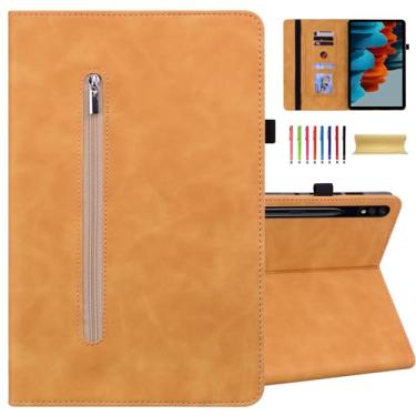 Imagem de Dteck Capa fólio para Samsung Galaxy Tab S9 FE/S9/S8/S7, dobrável, de couro PU, com zíper, bolso para tablet e compartimento para cartões, para Samsung Tab S9 FE 11 polegadas/Tab S9/S8/S7 11
