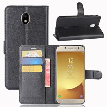 Imagem de Capa carteira para Samsung Galaxy J7 (2017), capa carteira flip de couro PU premium com compartimento para cartão, suporte e fecho magnético [capa interior à prova de choque de TPU] compatível com