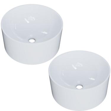 Imagem de Kit 02 Cubas de Apoio Redonda Para Banheiro Lavabo C01 BL30W Branco - Lyam