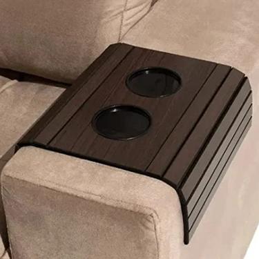 Imagem de Porta Copo Sofá Esteira Bandeja Braço Flexível De Madeira Resistente