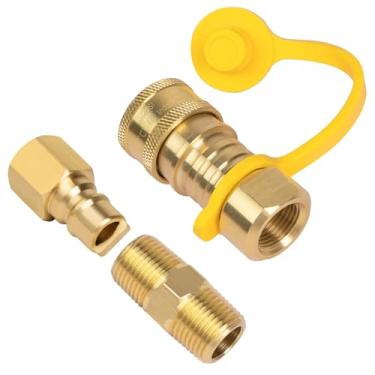Imagem de GASPRO Acessórios de conexão rápida de gás natural de 3/8 polegadas, conjunto de plugues de mangueira de gás natural e propano, 100% latão sólido