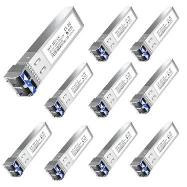 Imagem de Pacote com 10 transceptores SFP+ LC 10GBase-LR - Módulo de modo único de 10G, compatível com Cisco SFP-10G-LR, Ubiquiti UF-SM-10G, Meraki, Mikrotik, Netgear, Aruba, TP-Link e mais - 1310 nm, SMF, 20