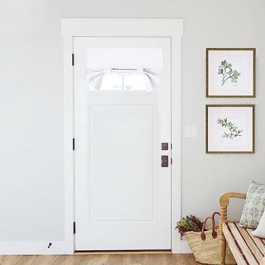 Imagem de PONY DANCE Cortina de janela de porta – persiana de privacidade blackout para porta francesa de vidro, cobertura de janela com isolamento térmico, branco puro, 1 painel, 66 cm L x 45 cm C