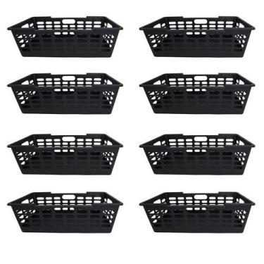 Imagem de Kit 8 Cesto Decorativo Multiuso Grande Preto 29x15x51CM  25463PM Atena
