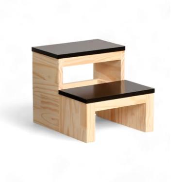 Imagem de Escada Infantil Madeira Banheiro Banquinho Laqueado Preta