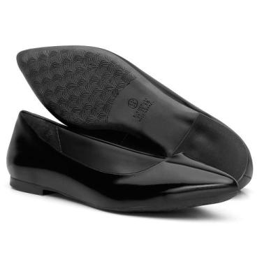 Imagem de Sapatilha Feminina Couro Verniz Bico Fino Casual Conforto - Rubim Calç