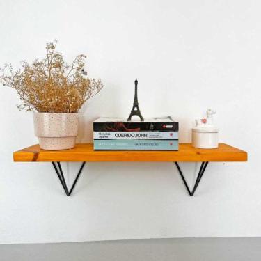 Imagem de Prateleira de Parede de Ferro e Madeira Industrial Pirâmide 60cm Carva