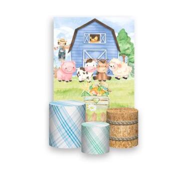 Imagem de Painel De Festa Vertical 1,50 x 2,20 + Trio De Capas Cilindro - Fazend
