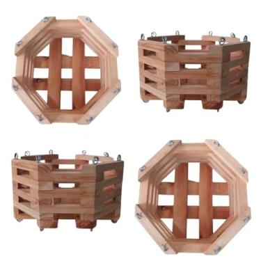 Imagem de Cachepô de Madeira Octogonal Para Orquídea Vaso Suporte Plantas Decorativo Decoração Casa Cachepot Rustico
